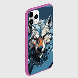 Чехол iPhone 11 Pro матовый Красивый грозный волк, цвет: 3D-фиолетовый — фото 2