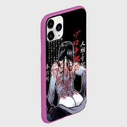 Чехол iPhone 11 Pro матовый Девушка самурай и иероглифы, цвет: 3D-фиолетовый — фото 2