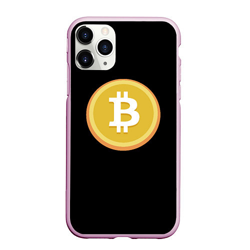 Чехол iPhone 11 Pro матовый Биткоин желтое лого криптовалюта / 3D-Розовый – фото 1