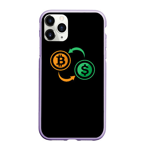 Чехол iPhone 11 Pro матовый Криптовалюта биткоин и доллар / 3D-Светло-сиреневый – фото 1