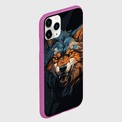 Чехол iPhone 11 Pro матовый Волчий свирепый оскал, цвет: 3D-фиолетовый — фото 2