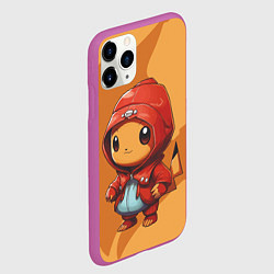 Чехол iPhone 11 Pro матовый Забавный пикачу в красном плаще, цвет: 3D-фиолетовый — фото 2
