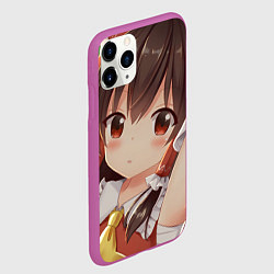 Чехол iPhone 11 Pro матовый Touhou Project Рейму смущённая, цвет: 3D-фиолетовый — фото 2