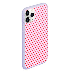 Чехол iPhone 11 Pro матовый Мелкие сердечки паттерн, цвет: 3D-светло-сиреневый — фото 2