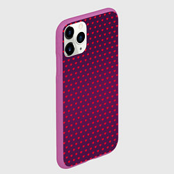Чехол iPhone 11 Pro матовый Красные сердечки на темно-бордовом фоне, цвет: 3D-фиолетовый — фото 2
