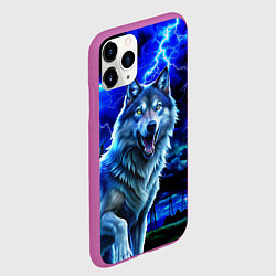 Чехол iPhone 11 Pro матовый Грозовой волк с молниями, цвет: 3D-фиолетовый — фото 2