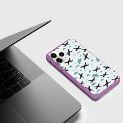 Чехол iPhone 11 Pro матовый Самолет в облаках паттерн, цвет: 3D-фиолетовый — фото 2
