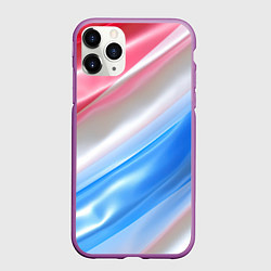 Чехол iPhone 11 Pro матовый Белые синие красные светлые полосы абстракции, цвет: 3D-фиолетовый
