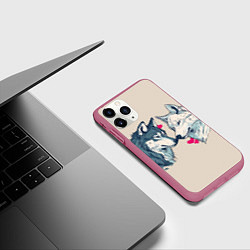 Чехол iPhone 11 Pro матовый Волк и волчица 14 февраля, цвет: 3D-малиновый — фото 2