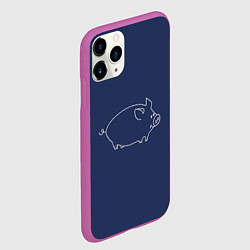 Чехол iPhone 11 Pro матовый Пига на фоне, цвет: 3D-фиолетовый — фото 2