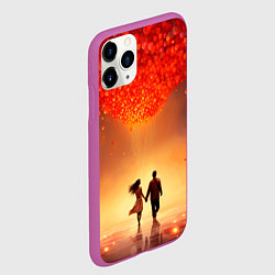 Чехол iPhone 11 Pro матовый Влюбленная пара в день святого Валентина, цвет: 3D-фиолетовый — фото 2