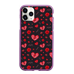 Чехол iPhone 11 Pro матовый Готичные сердечки, цвет: 3D-фиолетовый