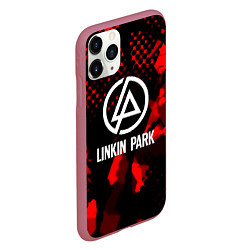 Чехол iPhone 11 Pro матовый Linkin park краски текстуры, цвет: 3D-малиновый — фото 2