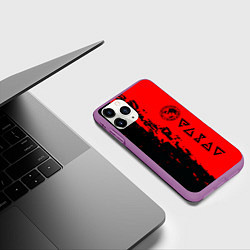 Чехол iPhone 11 Pro матовый Ведьмак краска абстракция, цвет: 3D-фиолетовый — фото 2