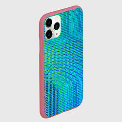 Чехол iPhone 11 Pro матовый Синусоидные волны из квадратиков, цвет: 3D-малиновый — фото 2