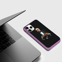 Чехол iPhone 11 Pro матовый Крестный отец и кот, цвет: 3D-фиолетовый — фото 2