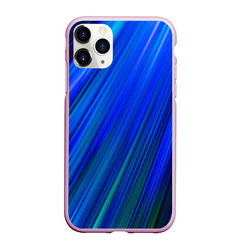 Чехол iPhone 11 Pro матовый Неоновые синии линии / 3D-Розовый – фото 1