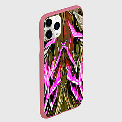 Чехол iPhone 11 Pro матовый Камень и агрессивные розовые полосы, цвет: 3D-малиновый — фото 2