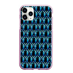 Чехол iPhone 11 Pro матовый Чёрный кристаллический доспех, цвет: 3D-розовый