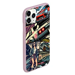 Чехол iPhone 11 Pro матовый Japanese cars art, цвет: 3D-розовый — фото 2