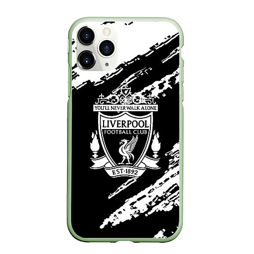 Чехол iPhone 11 Pro матовый Liverpool белые краски текстура / 3D-Салатовый – фото 1