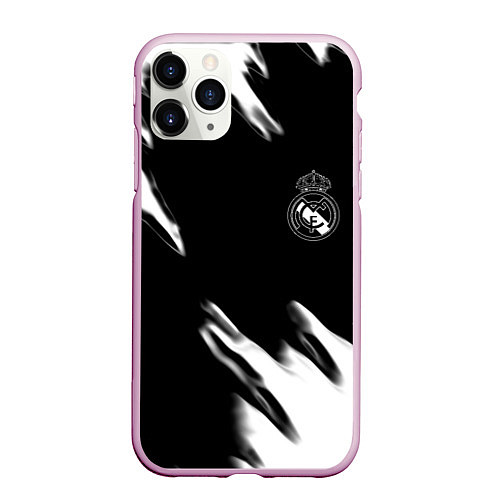 Чехол iPhone 11 Pro матовый Real madrid белые краски текстура / 3D-Розовый – фото 1