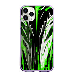 Чехол iPhone 11 Pro матовый Металл и зелёные линии