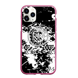 Чехол iPhone 11 Pro матовый Manchester City краски чёрно белые