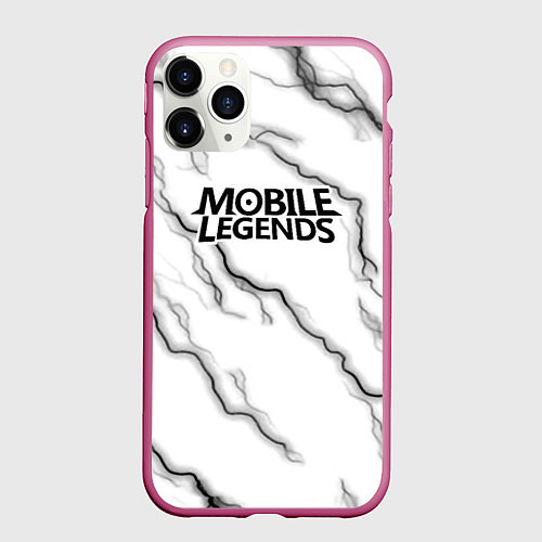 Чехол iPhone 11 Pro матовый Mobile legends молнии / 3D-Малиновый – фото 1