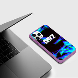 Чехол iPhone 11 Pro матовый Dayz огонь синий, цвет: 3D-фиолетовый — фото 2
