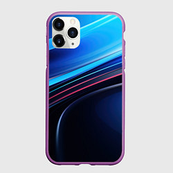 Чехол iPhone 11 Pro матовый Синяя и черная абстракция геометрическая, цвет: 3D-фиолетовый