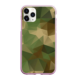 Чехол iPhone 11 Pro матовый Камуфляжный геометрический паттерн, цвет: 3D-розовый