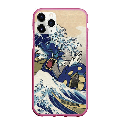 Чехол iPhone 11 Pro матовый Kanagawa wave - Gyarados / 3D-Малиновый – фото 1