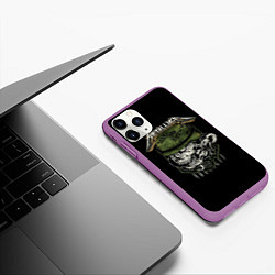 Чехол iPhone 11 Pro матовый Metallica - skull, цвет: 3D-фиолетовый — фото 2