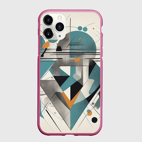 Чехол iPhone 11 Pro матовый Три человека авангард / 3D-Малиновый – фото 1