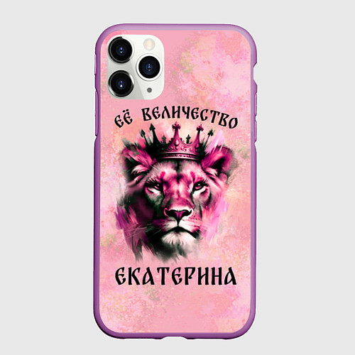 Чехол iPhone 11 Pro матовый Её величество Екатерина - львица / 3D-Фиолетовый – фото 1