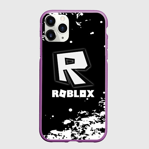 Чехол iPhone 11 Pro матовый Roblox белая краска / 3D-Фиолетовый – фото 1