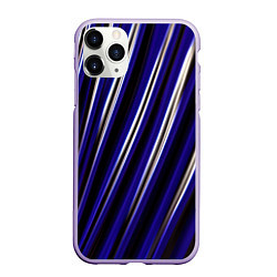 Чехол iPhone 11 Pro матовый Синие белые черные объемные полосы, цвет: 3D-светло-сиреневый