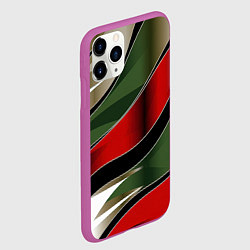 Чехол iPhone 11 Pro матовый Белые зеленые и красные полосы, цвет: 3D-фиолетовый — фото 2
