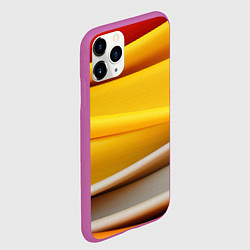 Чехол iPhone 11 Pro матовый Желтая абстракция с оранжевой волной, цвет: 3D-фиолетовый — фото 2