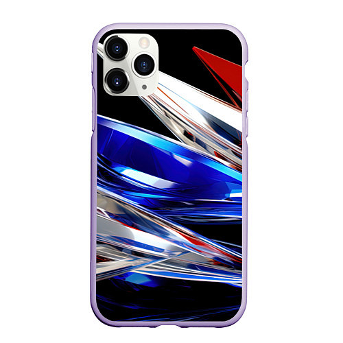 Чехол iPhone 11 Pro матовый Белая синяя красная острая абстракция / 3D-Светло-сиреневый – фото 1
