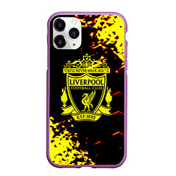 Чехол iPhone 11 Pro матовый Liverpool жёлтые краски текстура, цвет: 3D-фиолетовый