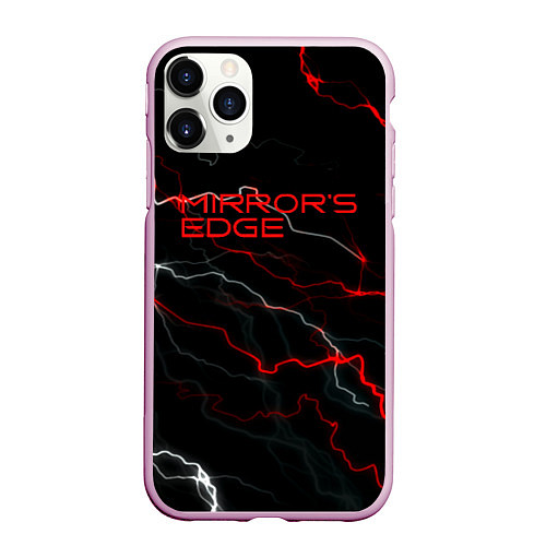 Чехол iPhone 11 Pro матовый Mirrors edge молнии / 3D-Розовый – фото 1