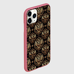 Чехол iPhone 11 Pro матовый Золотой герб России паттерн, цвет: 3D-малиновый — фото 2