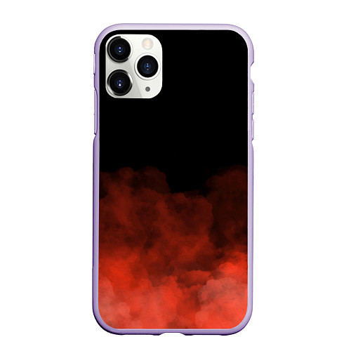 Чехол iPhone 11 Pro матовый Красный туман на чёрном / 3D-Светло-сиреневый – фото 1
