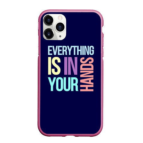 Чехол iPhone 11 Pro матовый Everything is in your hands / 3D-Малиновый – фото 1