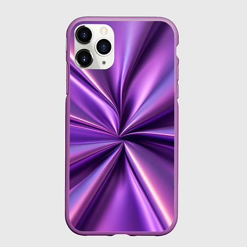 Чехол iPhone 11 Pro матовый Металлический фиолетовый атлас ткань / 3D-Фиолетовый – фото 1