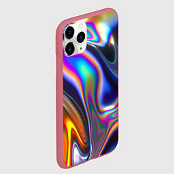 Чехол iPhone 11 Pro матовый Жидкая голографическая бензиновая абстракция, цвет: 3D-малиновый — фото 2