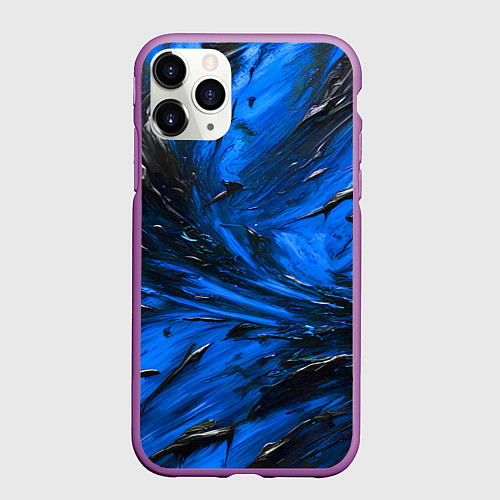 Чехол iPhone 11 Pro матовый Чёрная и синяя субстанция / 3D-Фиолетовый – фото 1