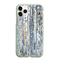 Чехол iPhone 11 Pro матовый Серебряные блоки, цвет: 3D-салатовый
